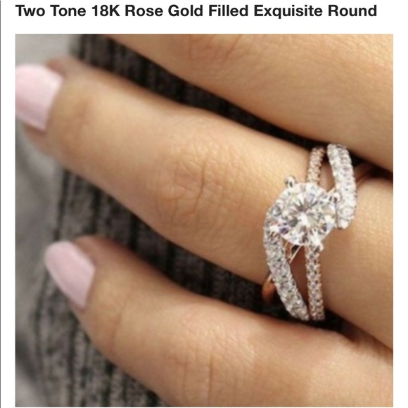 Beautiful two tone rose gold engagement ring - Picture 2 of 2